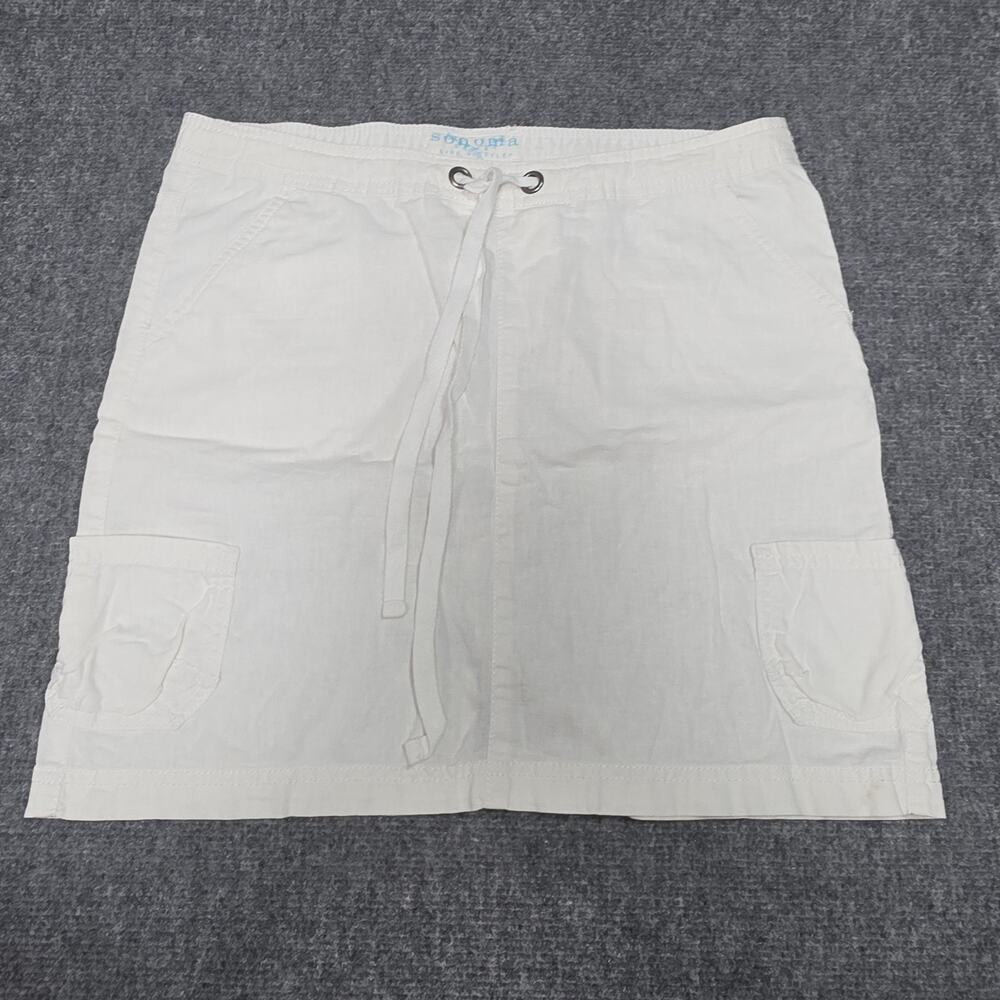 Sonoma Life + Style Women’s Size 6 White Linen Cotton Cargo Utility Skirt